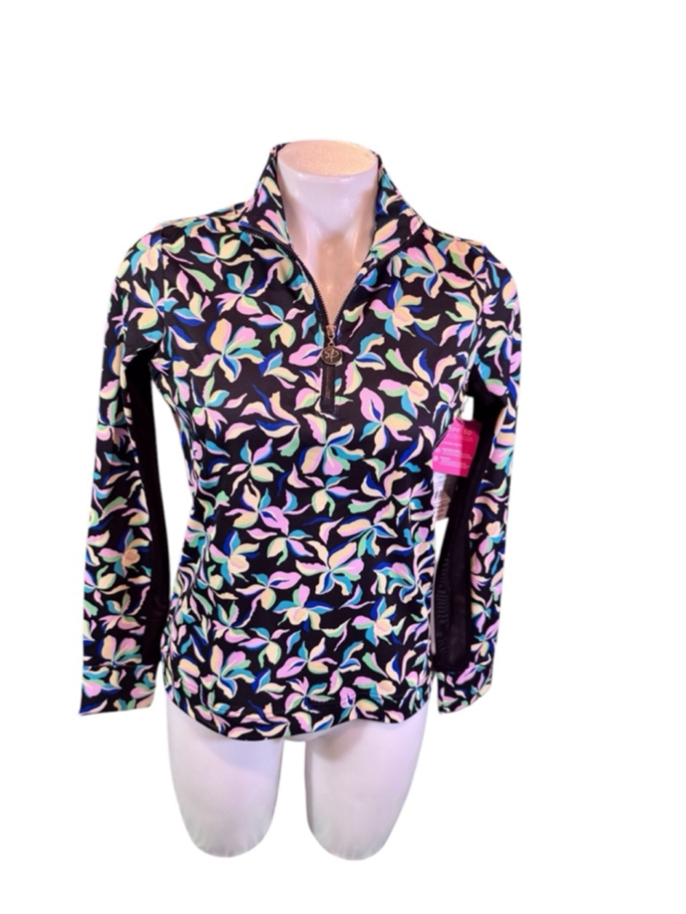 Women's Stella Parker Pullover XS Black Multi Floral Long Sleeve